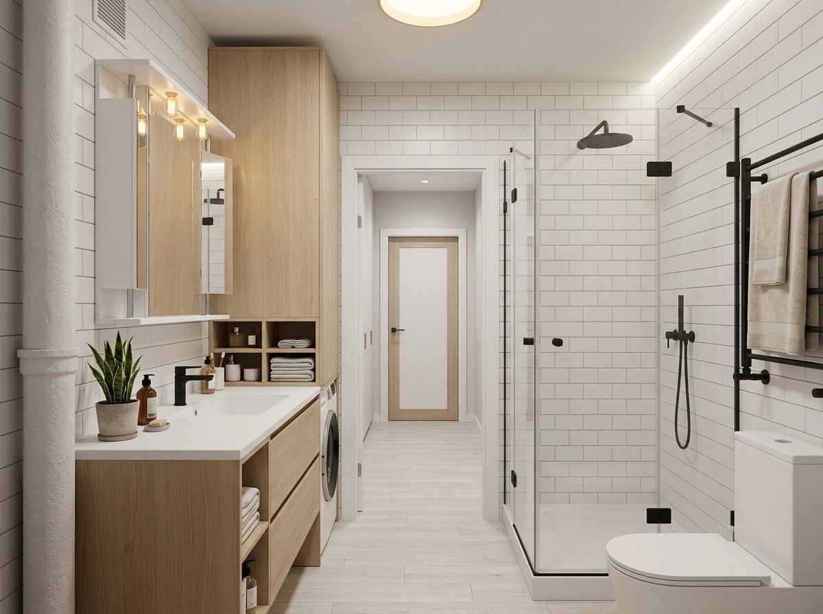 Bathroom interior in Scandinavian style — photo by GenRoom AI