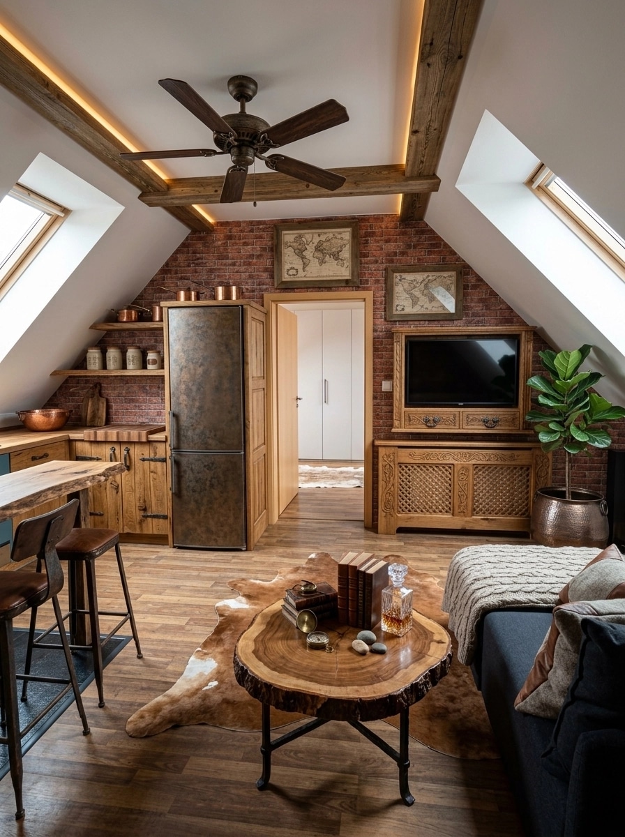 Interior design in Rustic style — Living Room by GenRoom AI