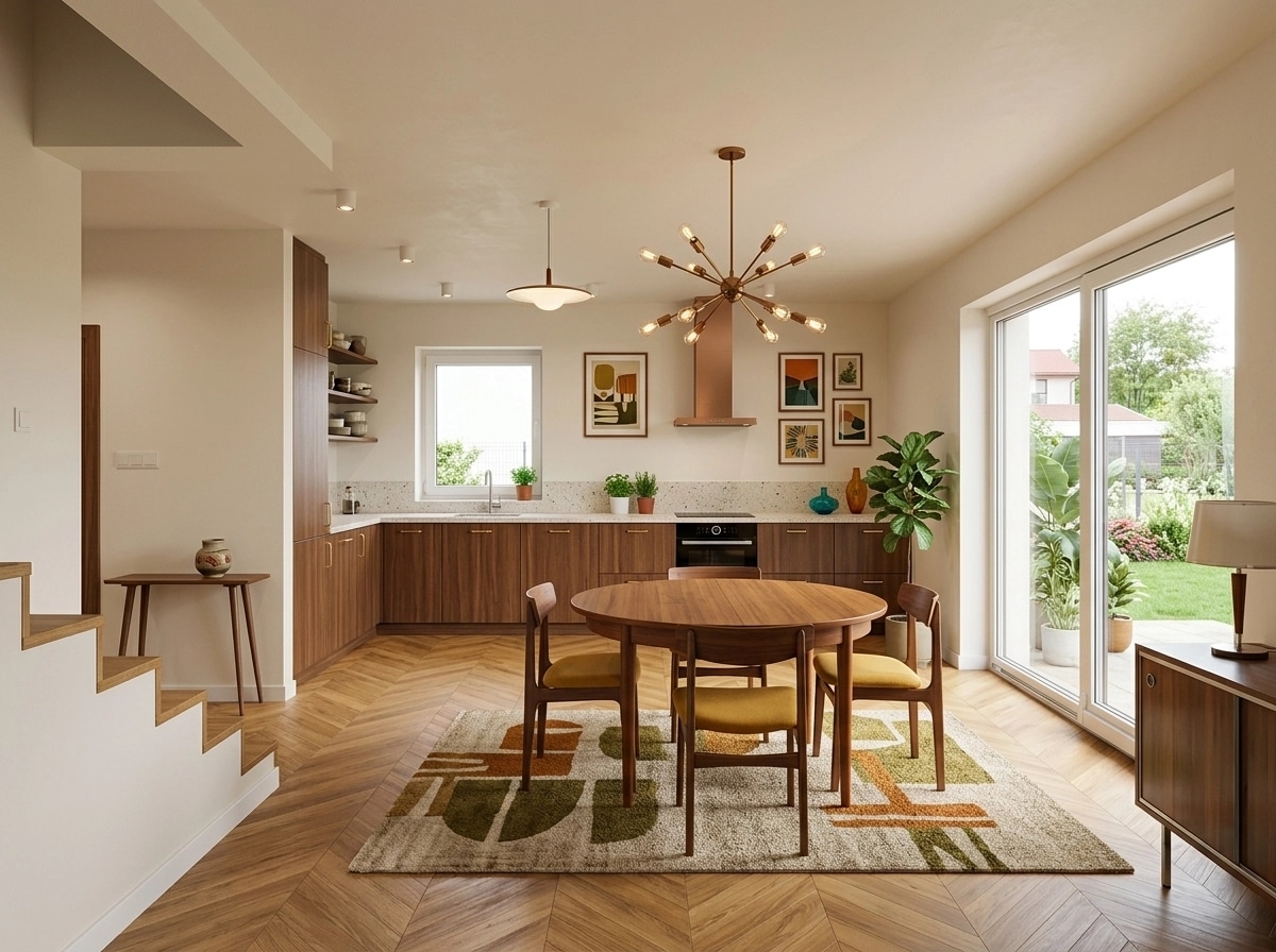 Design d'intérieur en style Mid-Century Modern — Cuisine par GenRoom AI