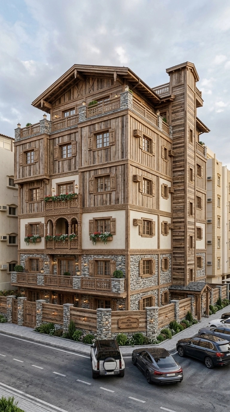 Facade design in Chalet Facade style — photo by GenRoom AI