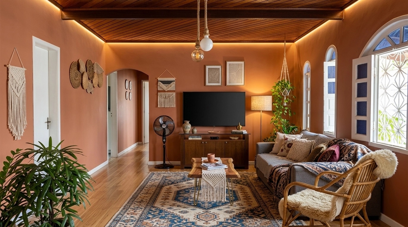 Interior design in Bohemian style — Living Room by GenRoom AI