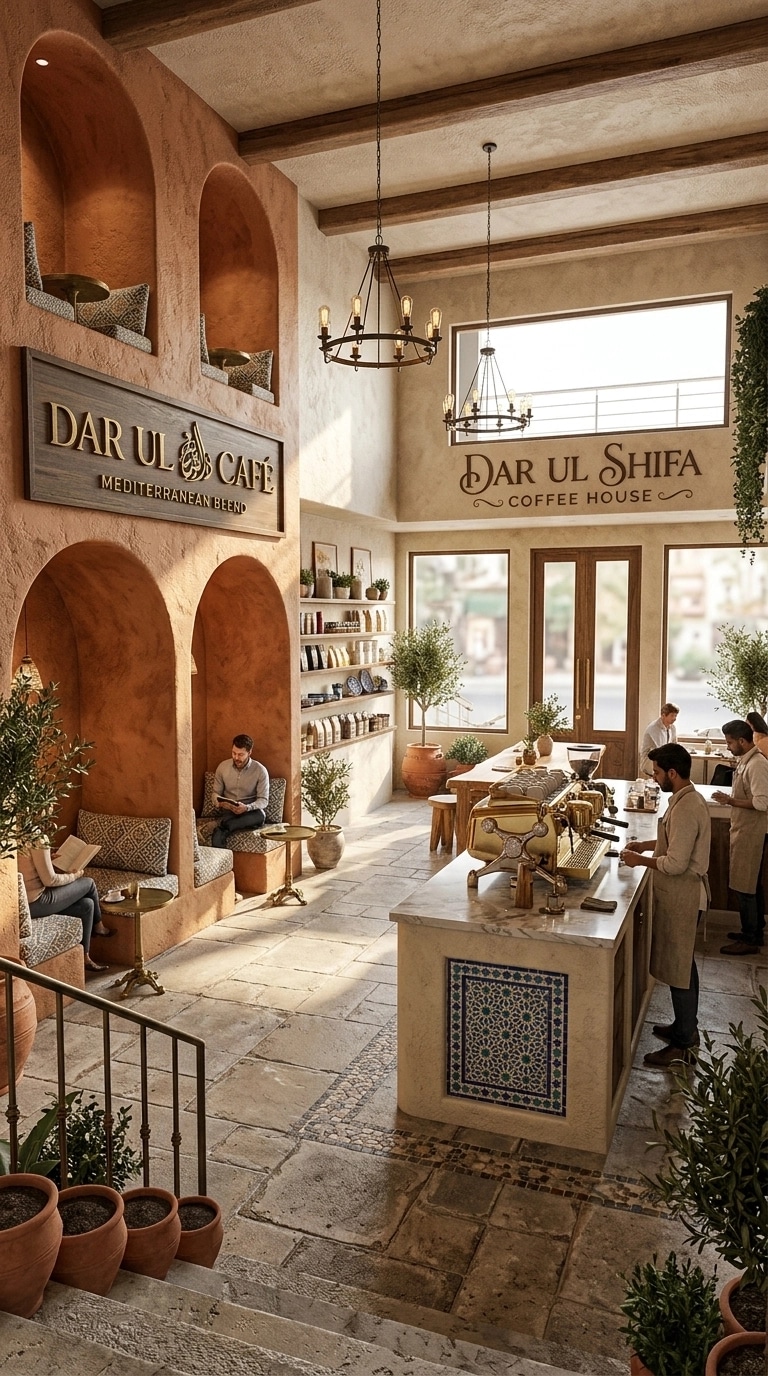 Interior design in Mediterranean style — coffee_shop by GenRoom AI