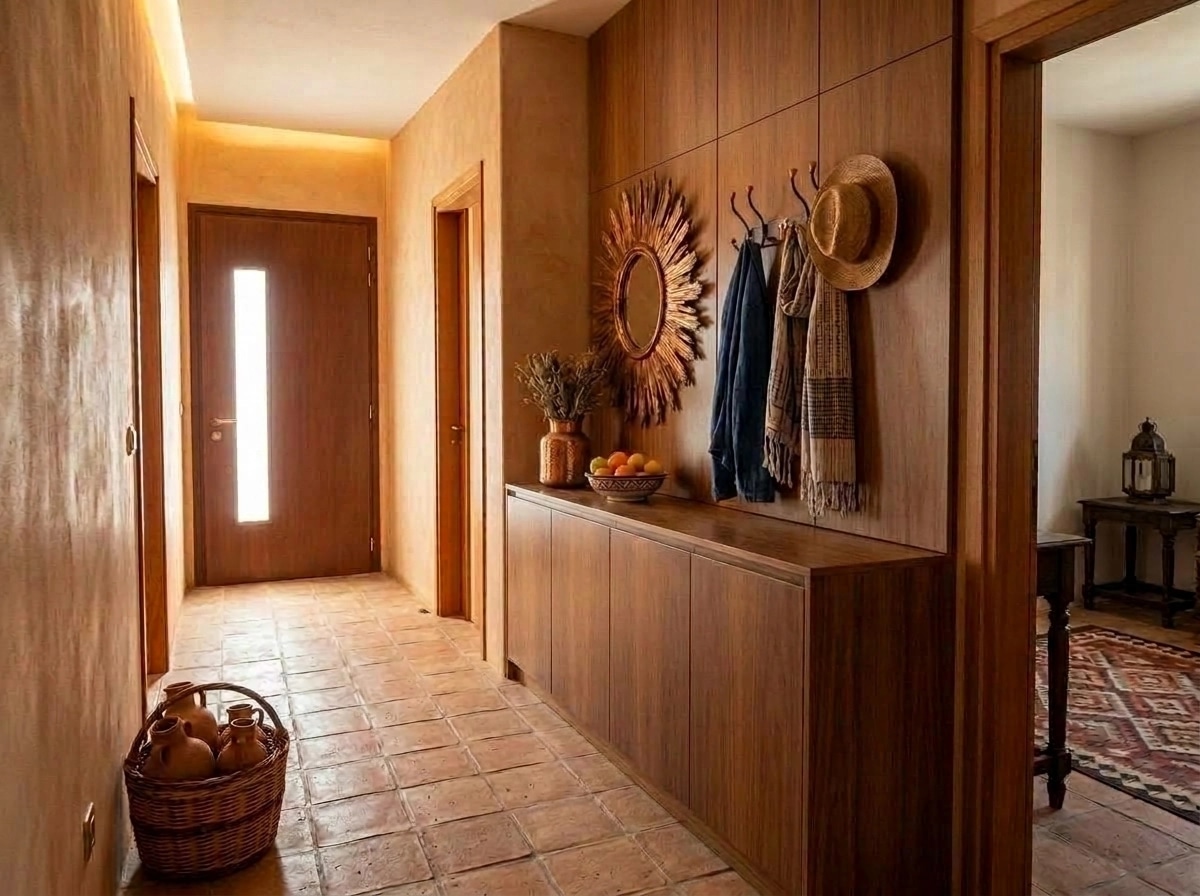 Hallway interior in Mediterranean style — photo by GenRoom AI