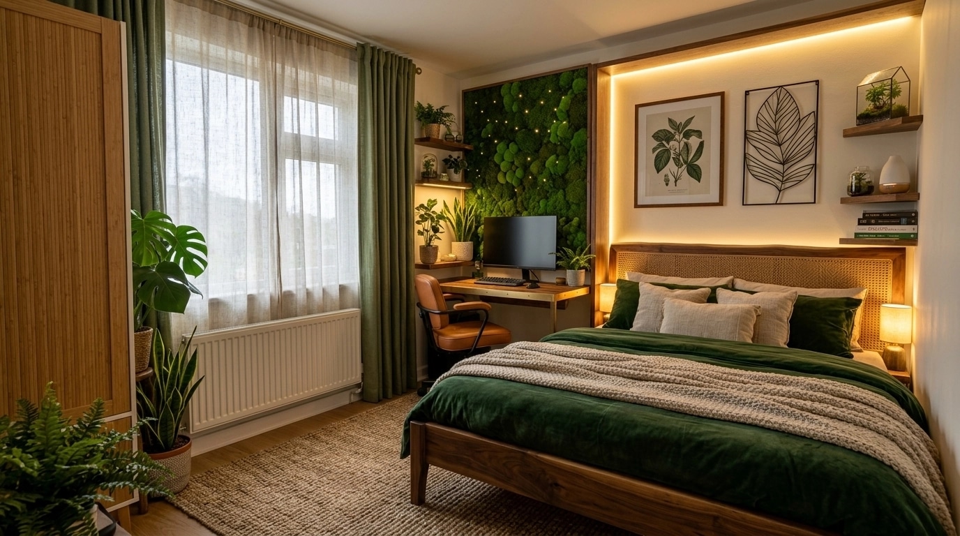 Interior design in Biophilic style — Bedroom by GenRoom AI