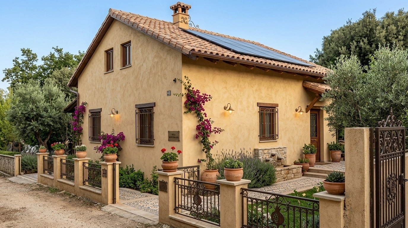 Facade design in Mediterranean Facade style — photo by GenRoom AI