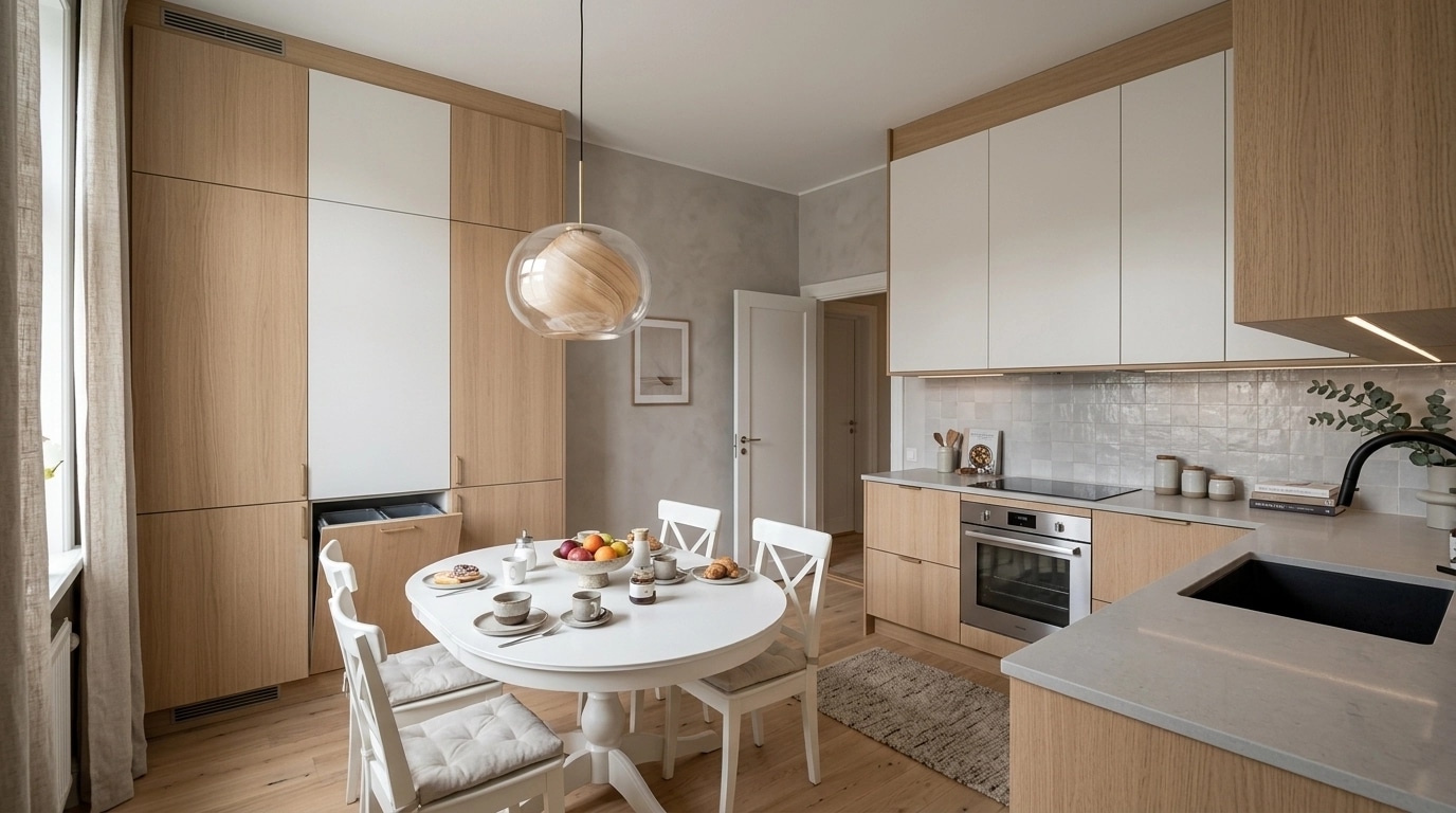Kitchen interior in Scandinavian style — photo by GenRoom AI