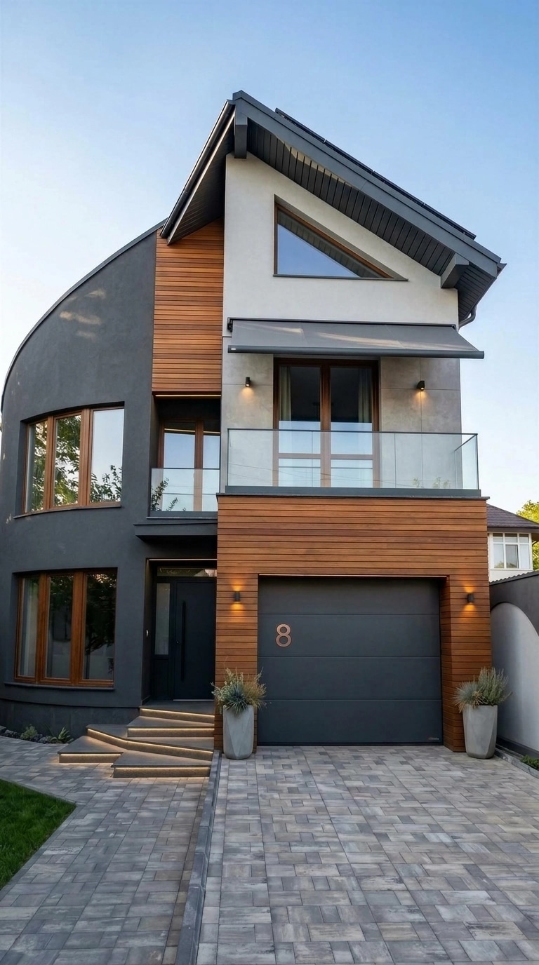 Fasad desain di Contemporary Facade gaya — Fasad oleh GenRoom AI
