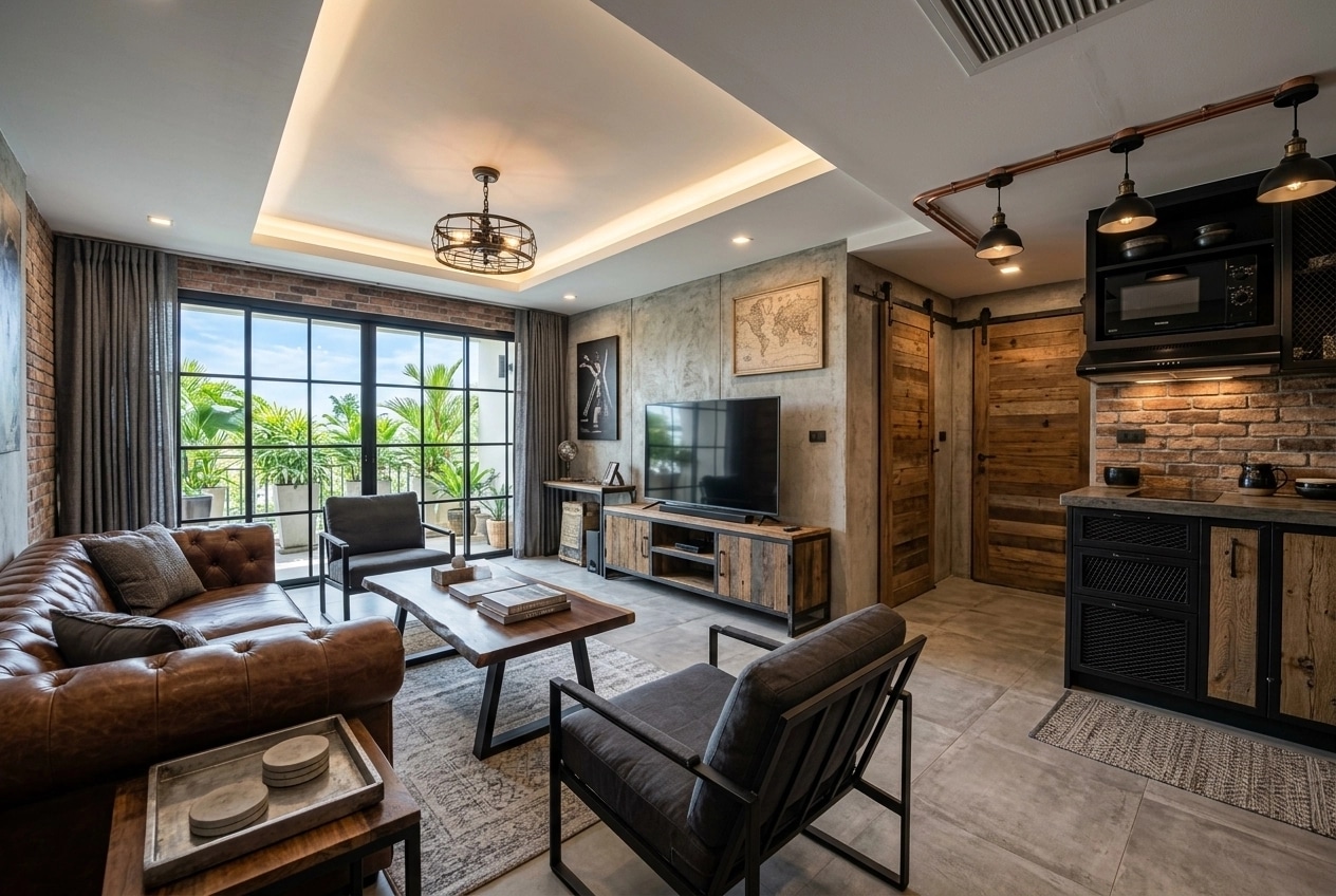 Interior design in Loft / Industrial style — Living Room by GenRoom AI