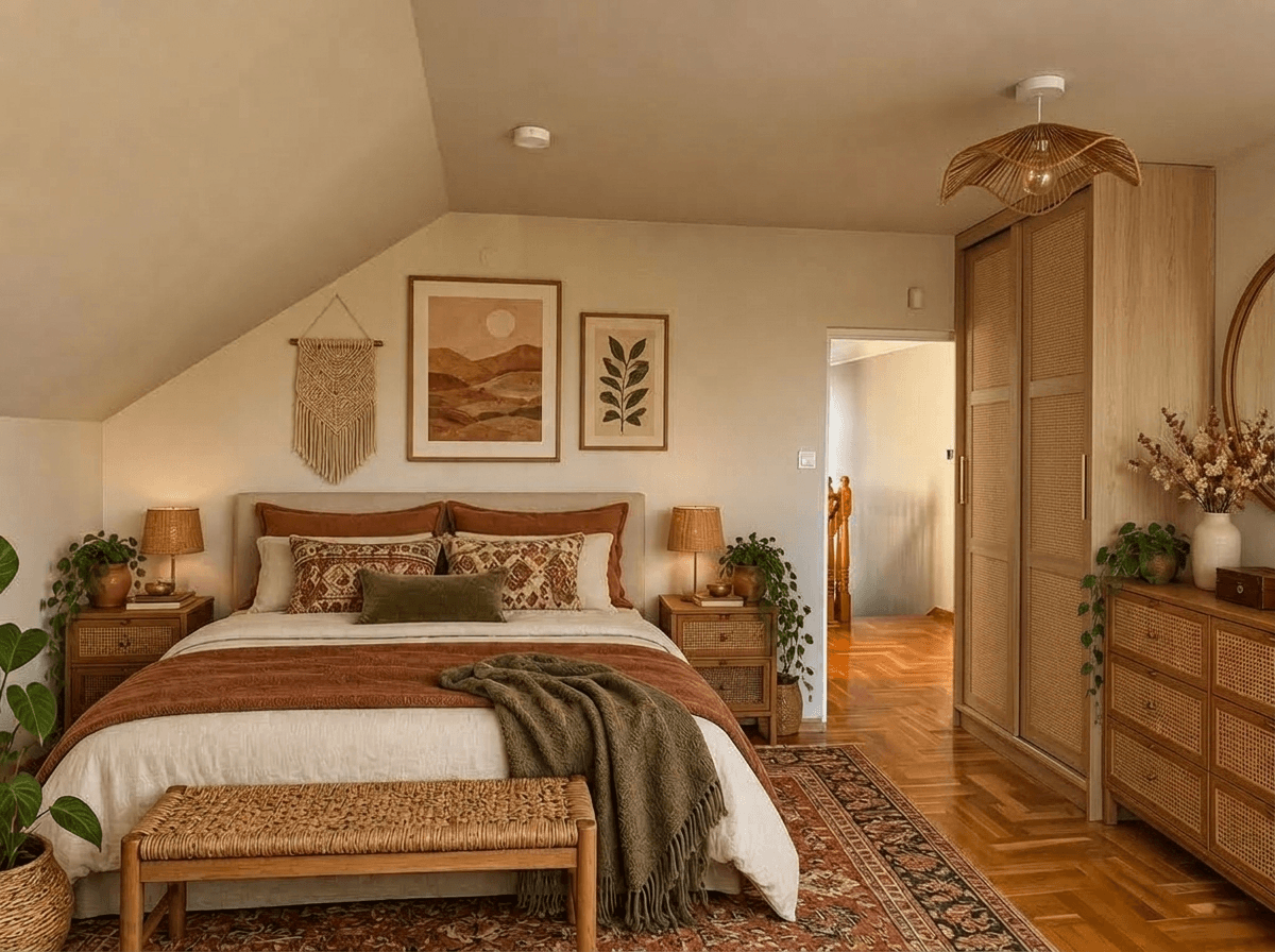 Bohemian Bedroom design — interior photo by GenRoom AI