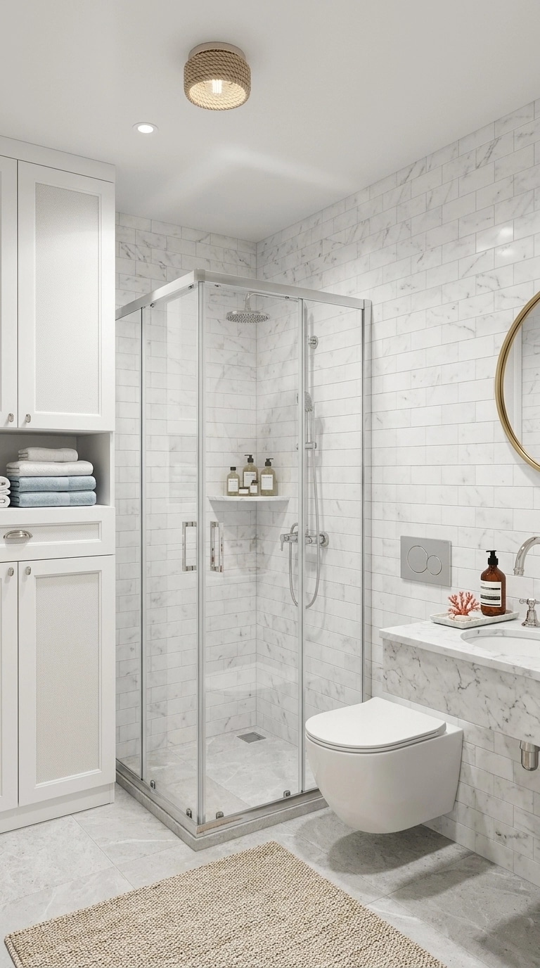 Bathroom interior in Coastal / Hamptons style — photo by GenRoom AI