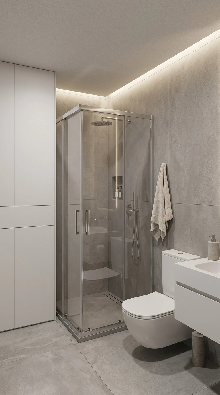 Bathroom interior in Minimalism style — photo by GenRoom AI