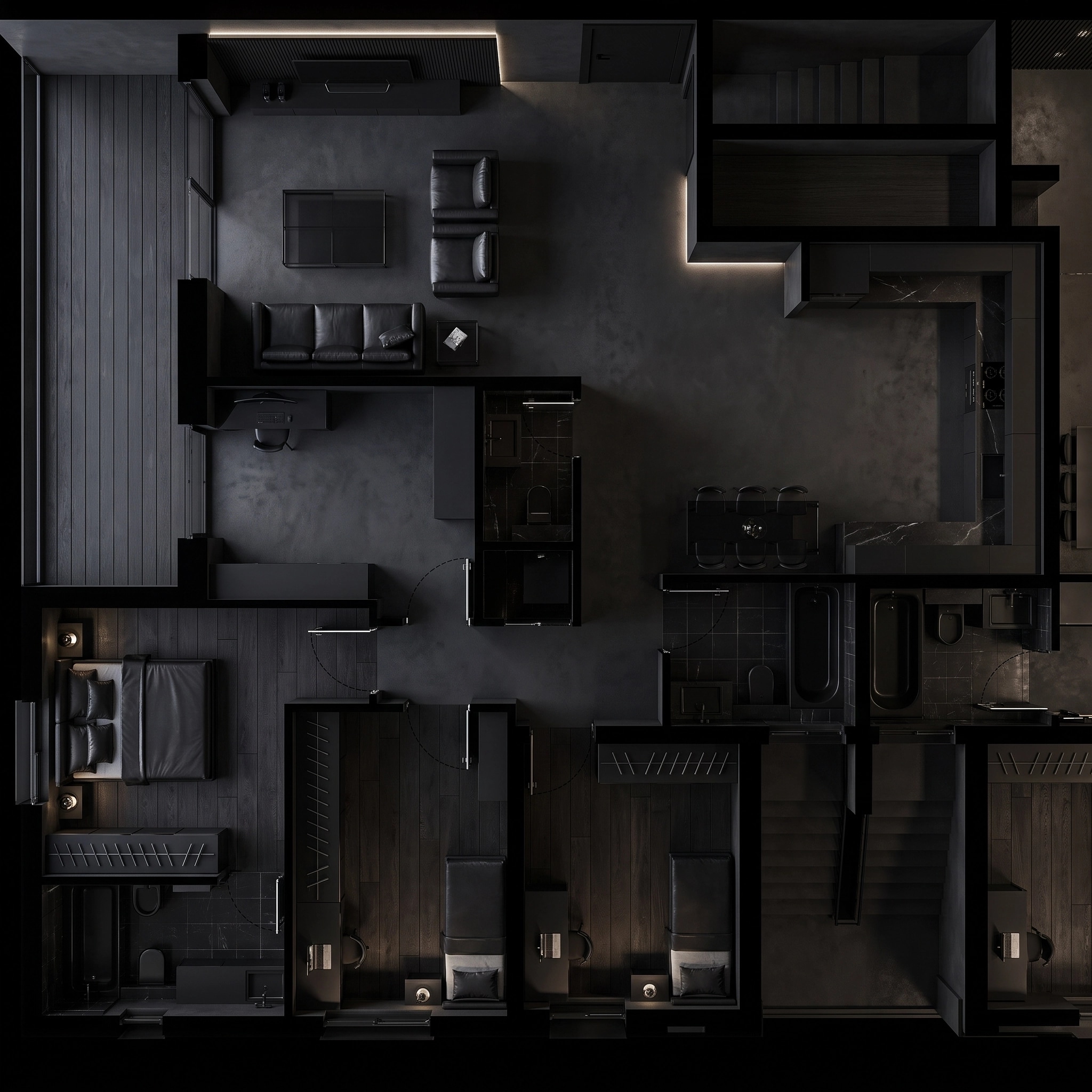 Diseño de interiores en estilo Blacktec — Salón por GenRoom AI