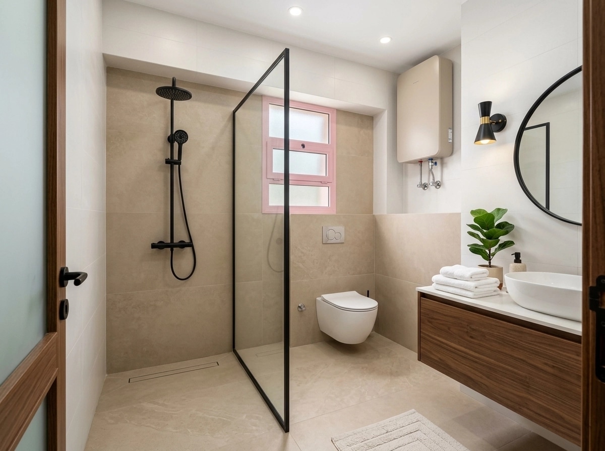 Interior design in Mid-Century Modern style — Bathroom by GenRoom AI