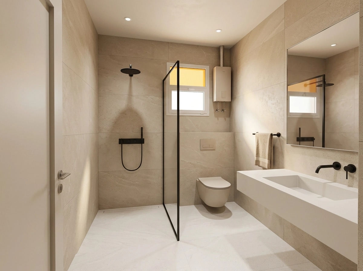 Bathroom interior in Minimalism style — photo by GenRoom AI