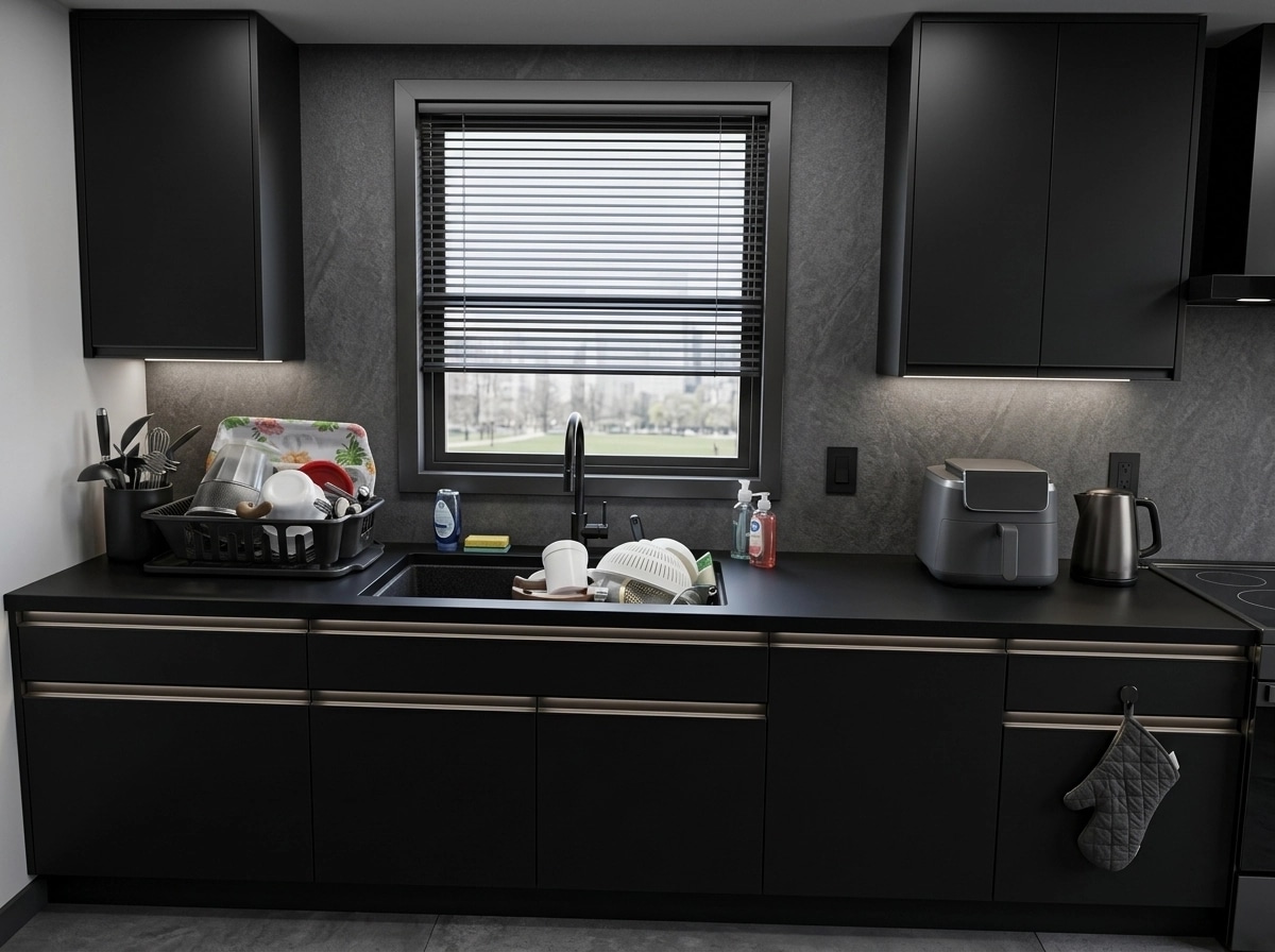 Kitchen interior in Blacktec style — photo by GenRoom AI