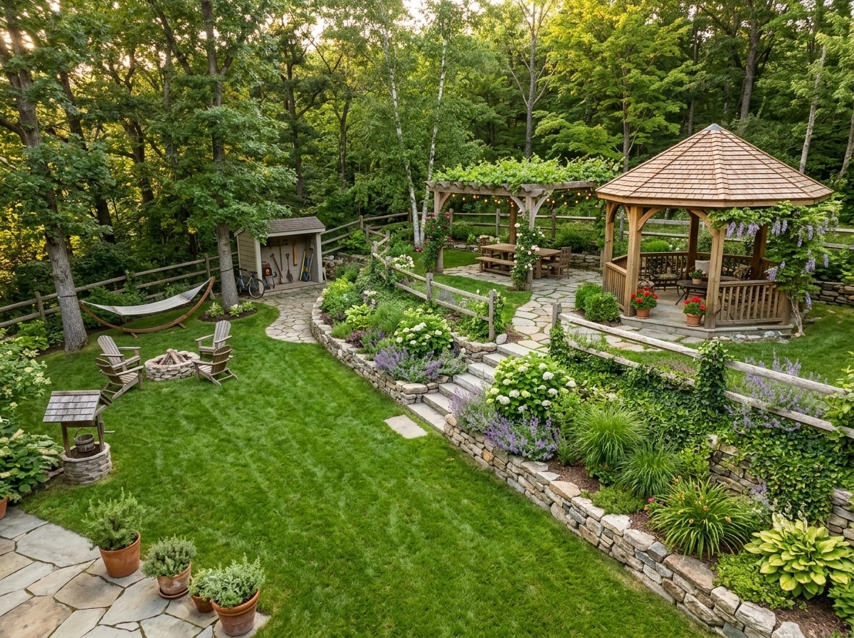 Country Rustic Garden Yard design — yard photo by GenRoom AI