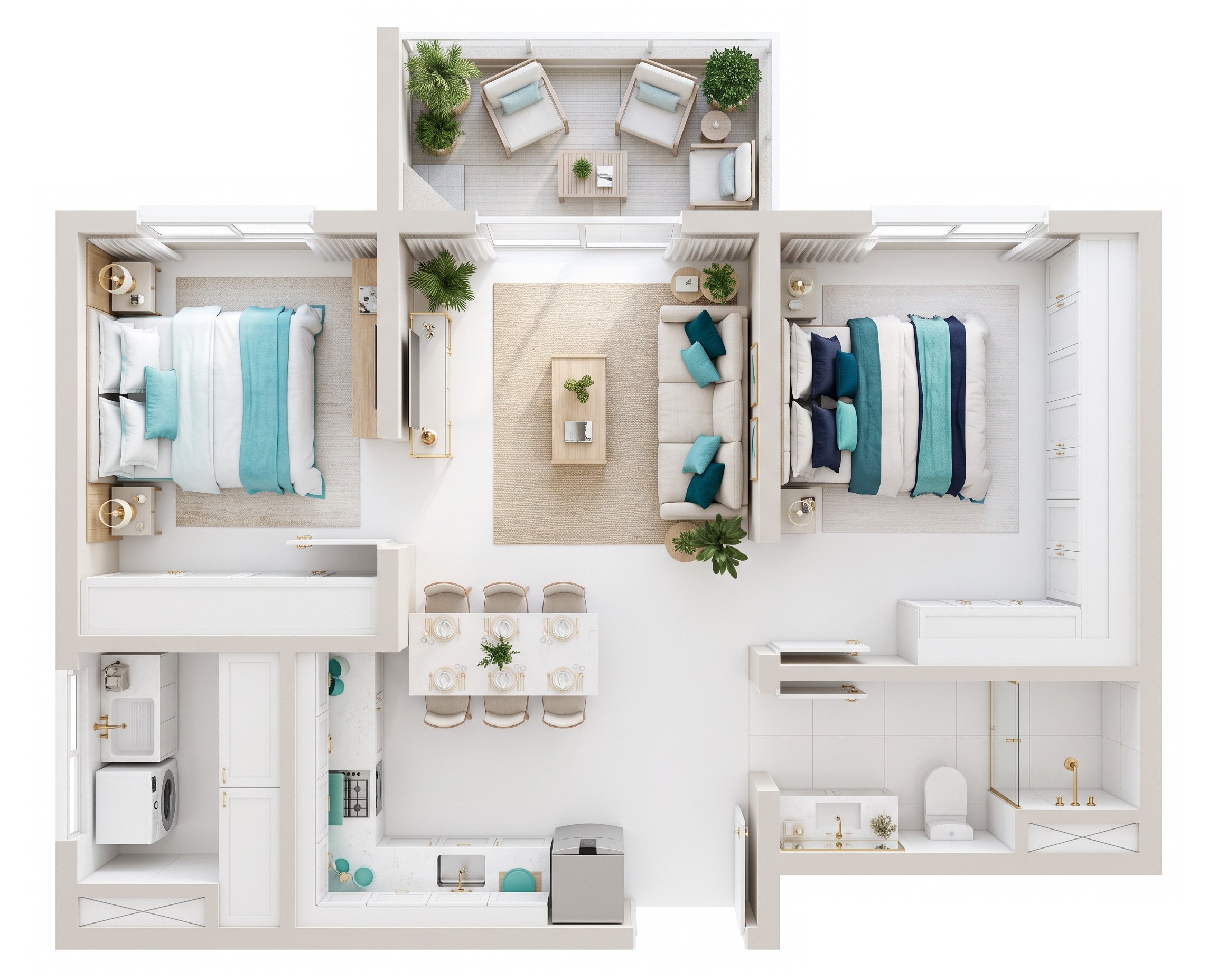 Návrh interiéru ve stylu Coastal / Hamptons styl — Obývací pokoj od GenRoom AI