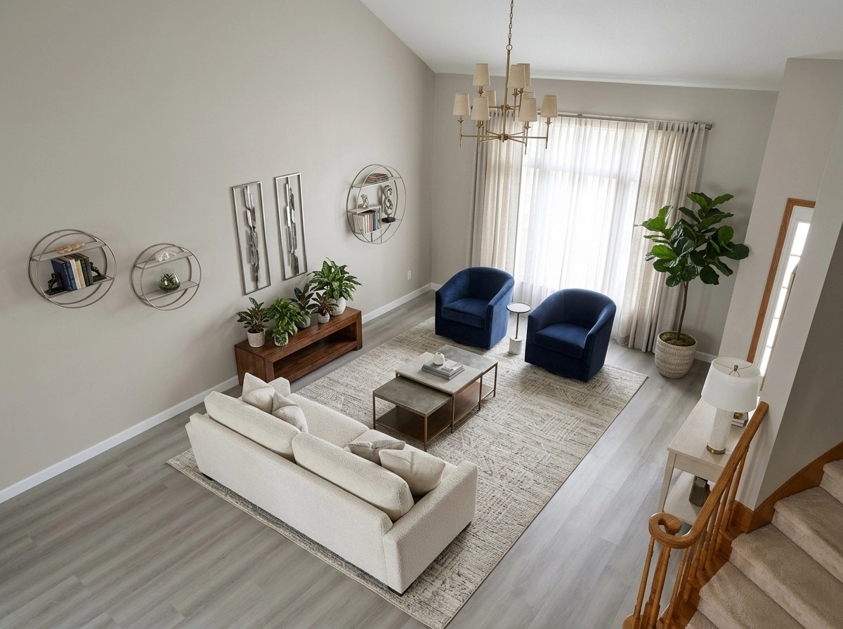 Transitional Living Room design — interior photo by GenRoom AI