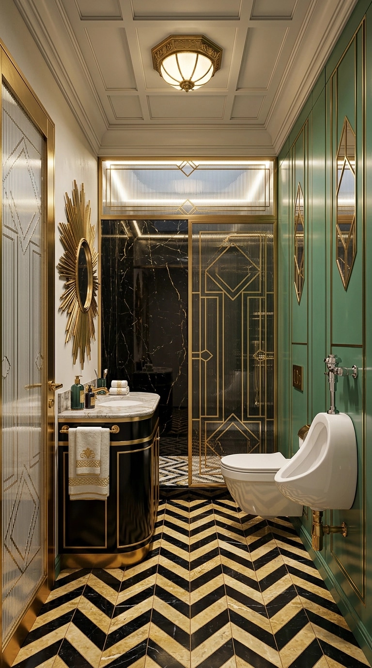 Bathroom interior in Art Deco style — photo by GenRoom AI