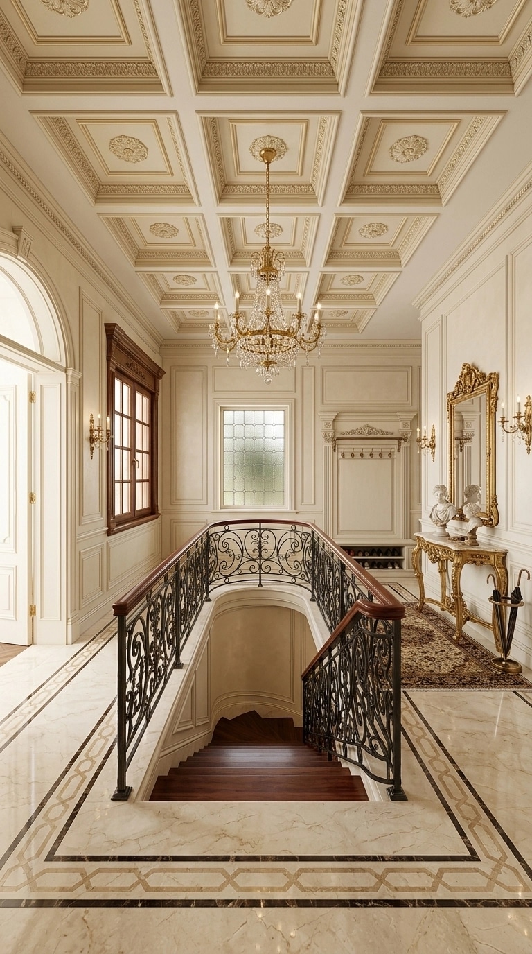 Hallway interior in Neoclassic style — photo by GenRoom AI