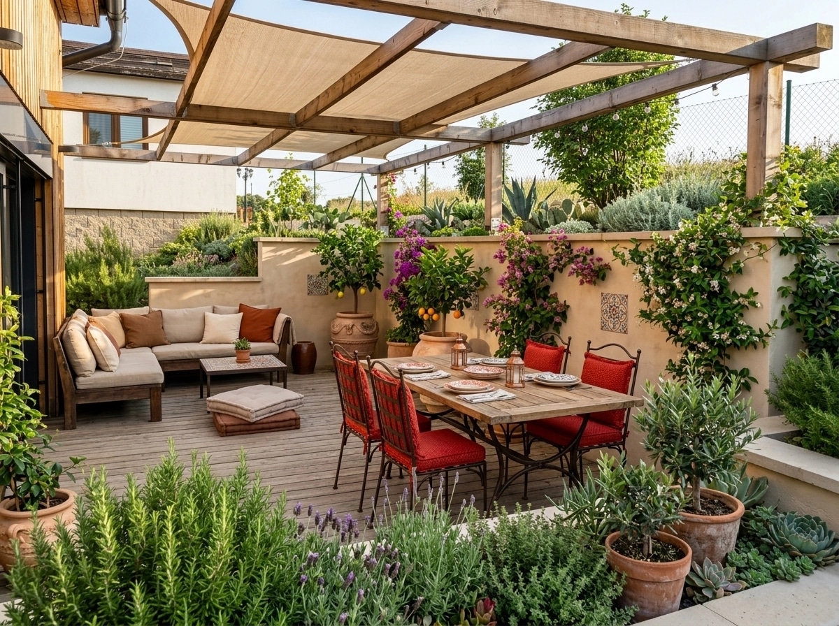 Landscape design in Mediterranean Yard style — Yard by GenRoom AI