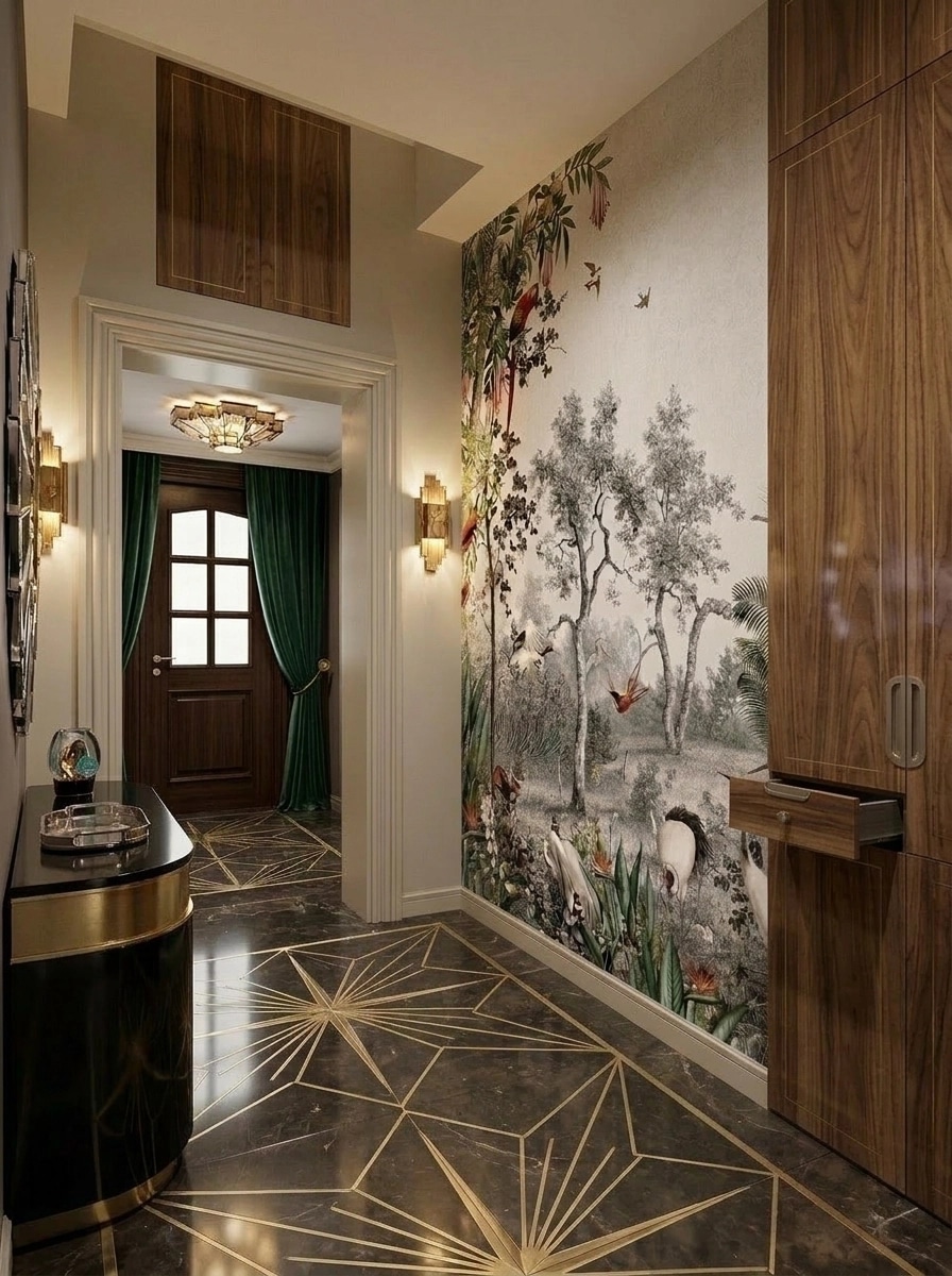Hallway interior in Art Deco style — photo by GenRoom AI