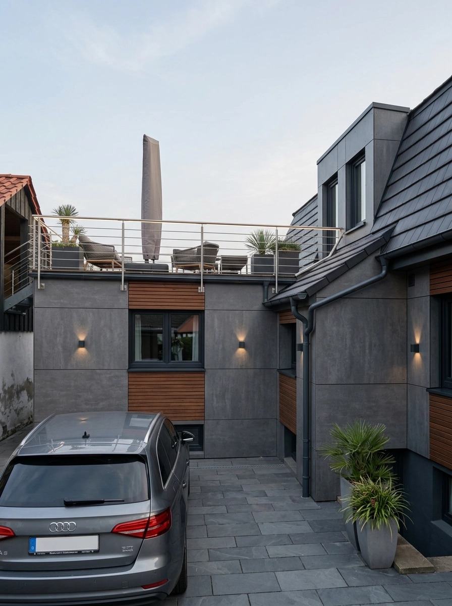 Fasad dizayni — Contemporary Facade uslubi — GenRoom AI tomonidan Fasad