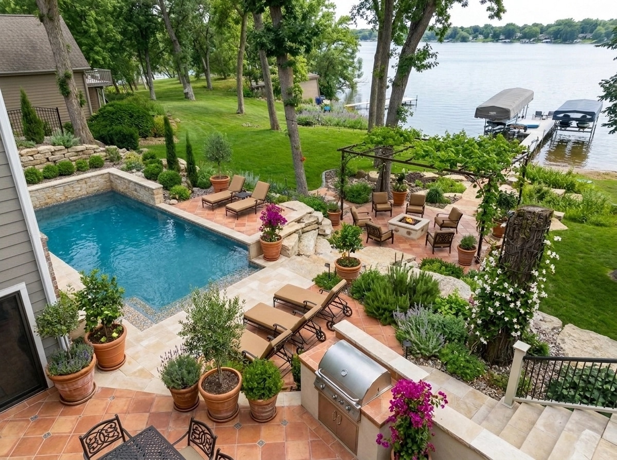 Landscape design in Mediterranean Yard style — Yard by GenRoom AI