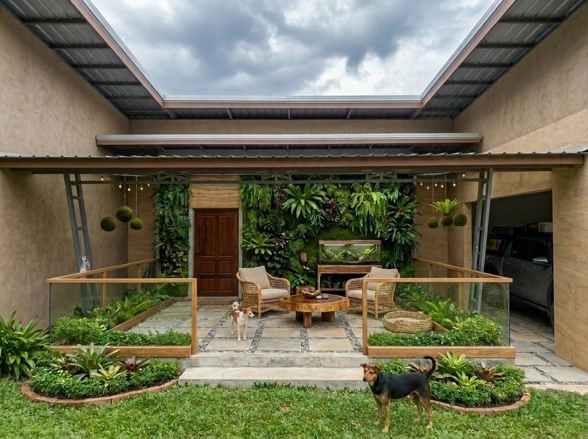 İç mekân tasarımı Biophilic stili — balcony GenRoom AI