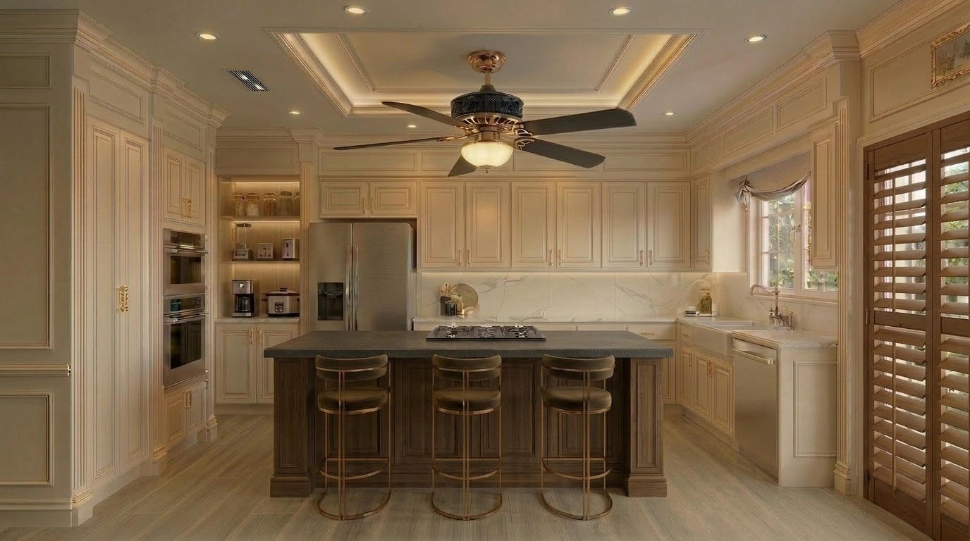 Kitchen interior in Neoclassic style — photo by GenRoom AI