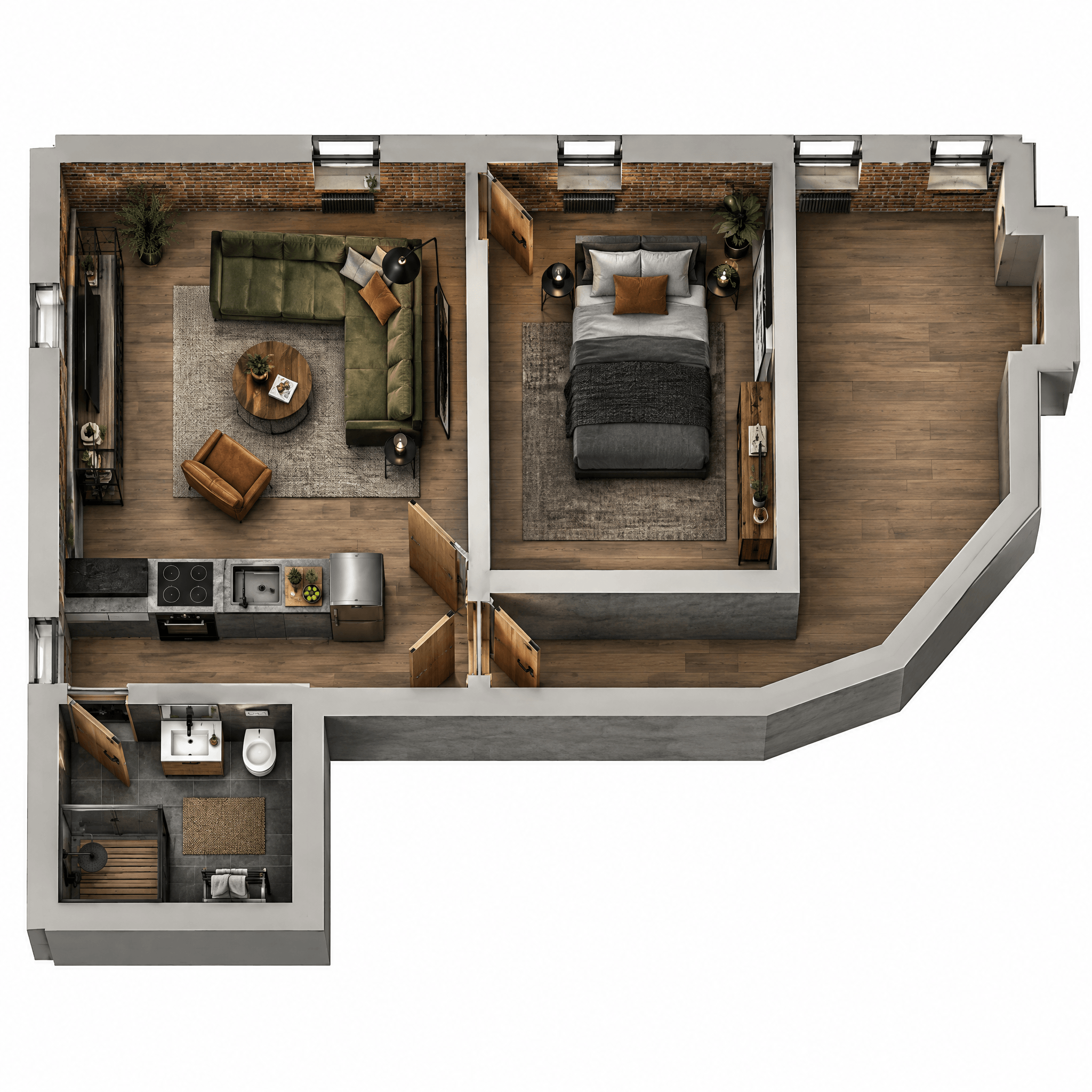Design de interiores em estilo Loft / Industrial — Sala de Estar por GenRoom AI
