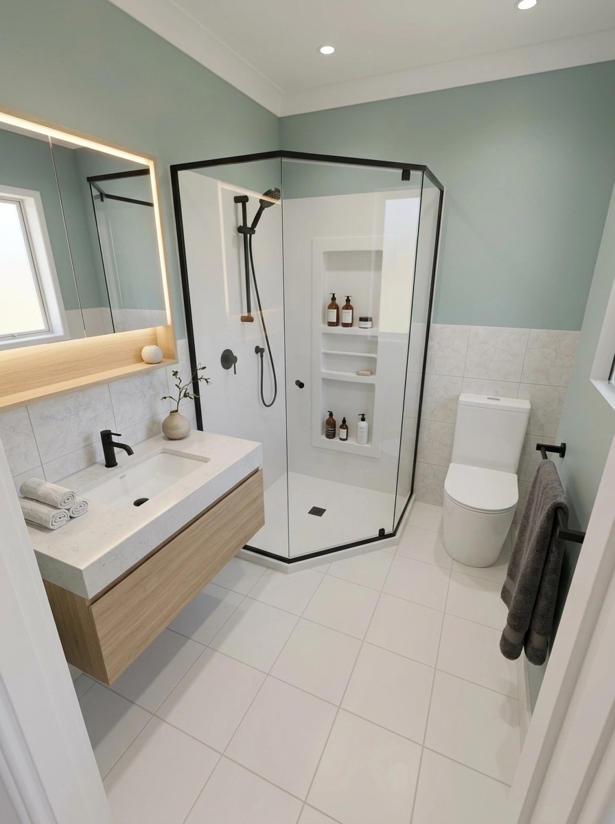 Bathroom interior in Minimalism style — photo by GenRoom AI