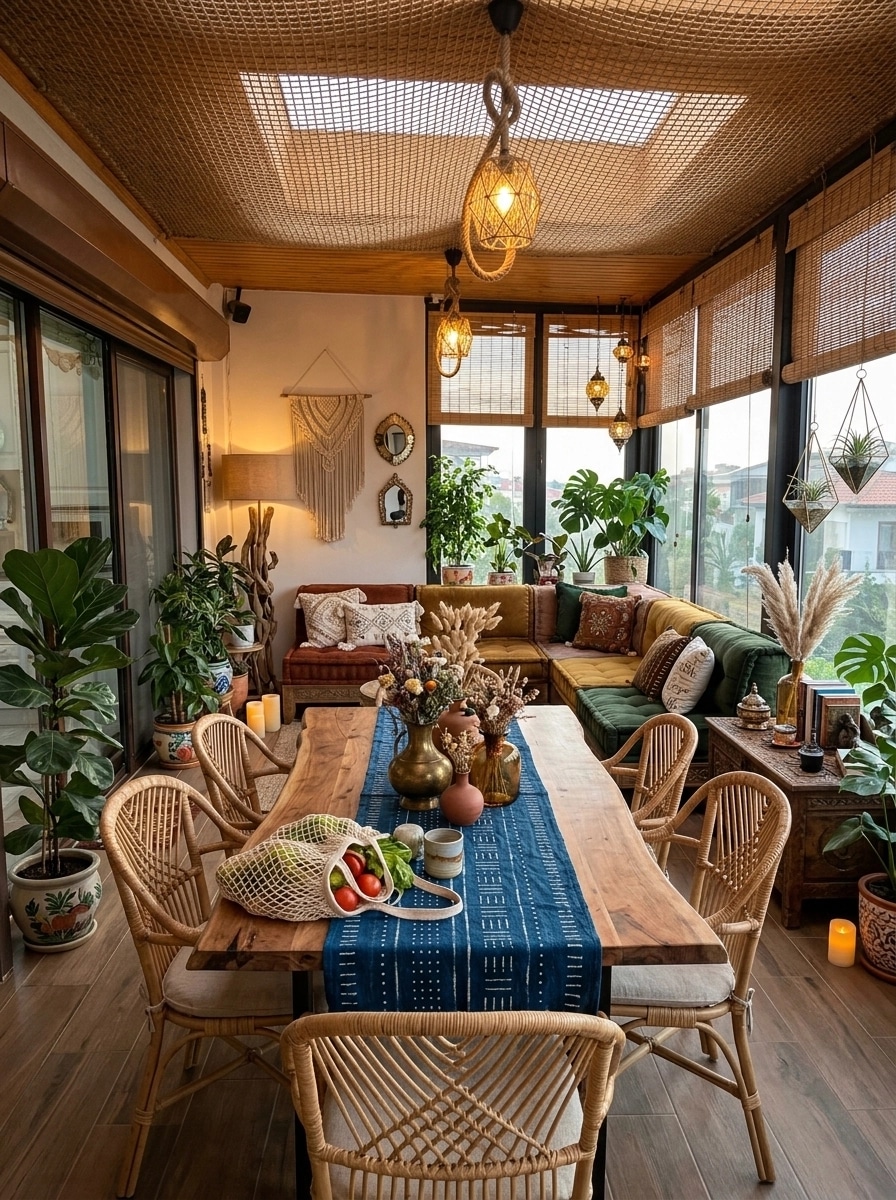 Interior design in Bohemian style — terrace by GenRoom AI