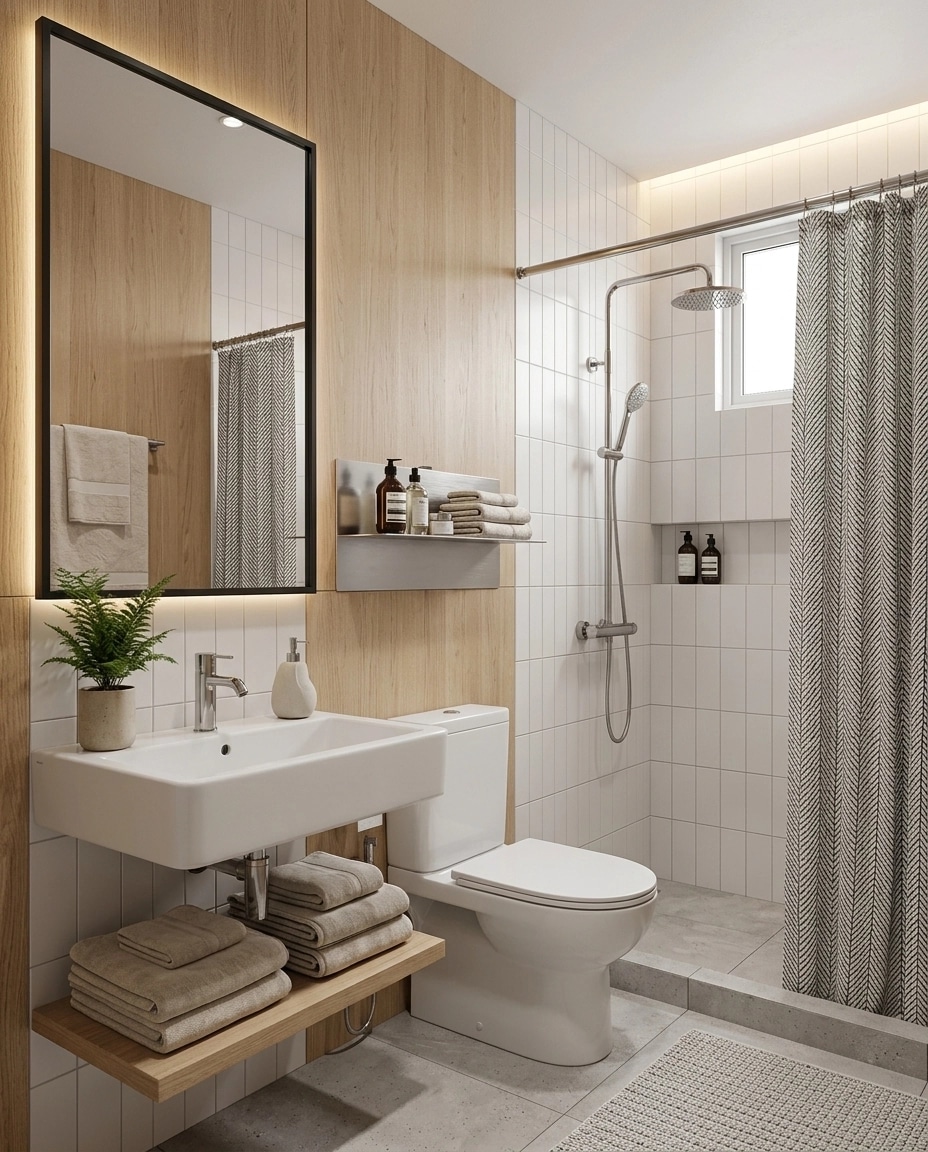 Bathroom interior in Scandinavian style — photo by GenRoom AI