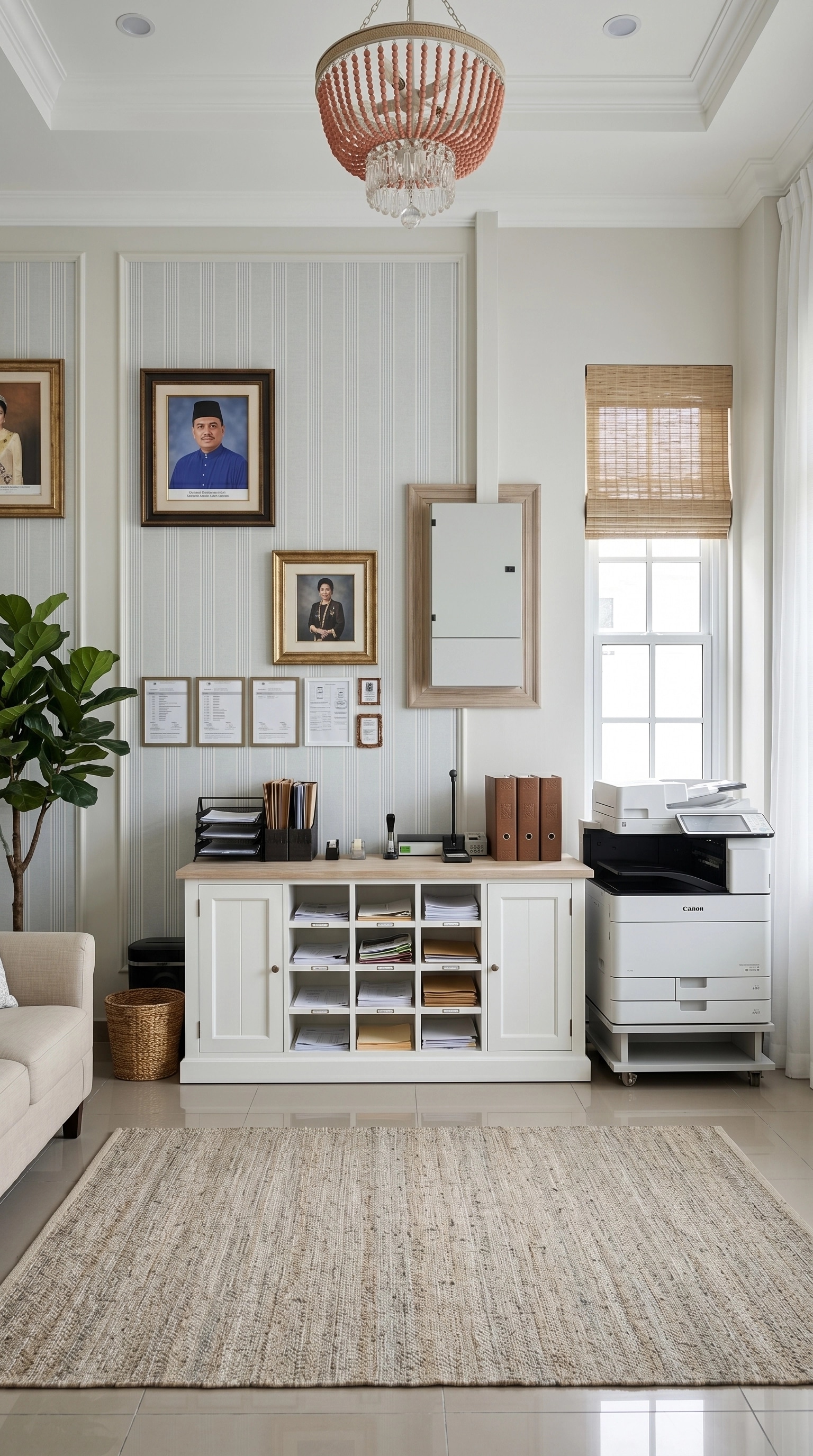 Office interior in Coastal / Hamptons style — photo by GenRoom AI
