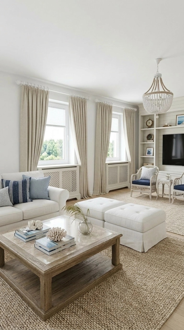 Interior design in Coastal / Hamptons style — Living Room by GenRoom AI