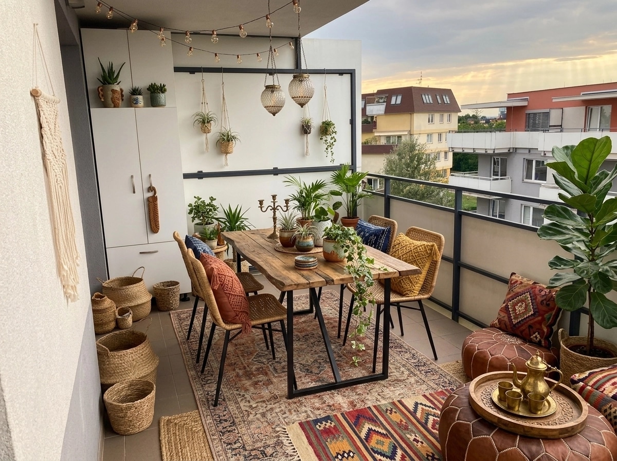 Interior design in Bohemian style — terrace by GenRoom AI