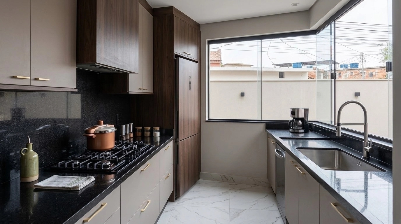 Kitchen interior in Portuguese Modern style — photo by GenRoom AI