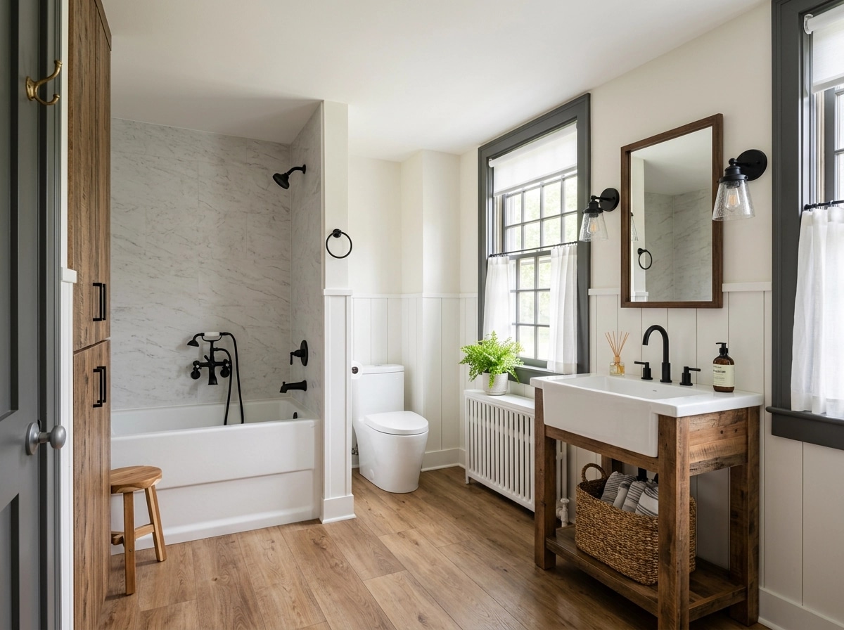 Modern Farmhouse Bathroom design — interior photo by GenRoom AI