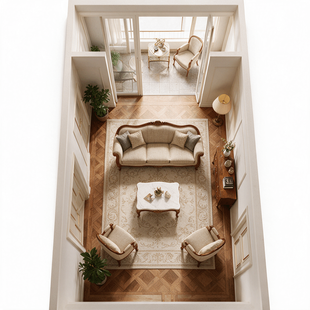 Neoclassic Living Room design — interior photo by GenRoom AI