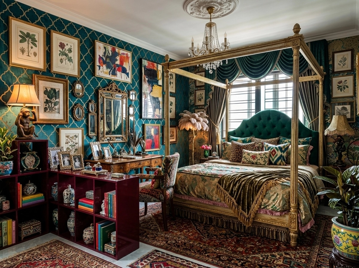 Maximalist Bedroom design — interior photo by GenRoom AI