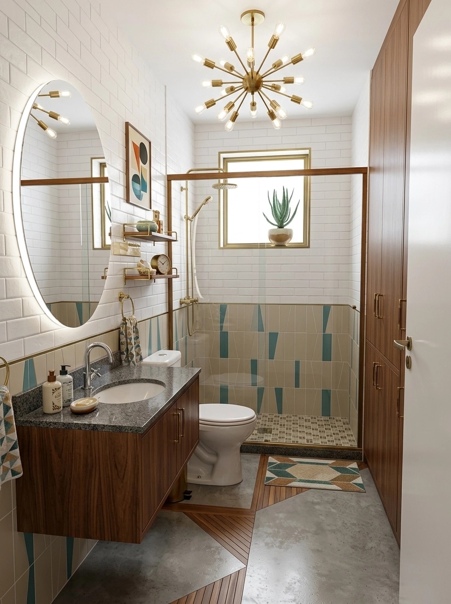 Interior design in Mid-Century Modern style — Bathroom by GenRoom AI