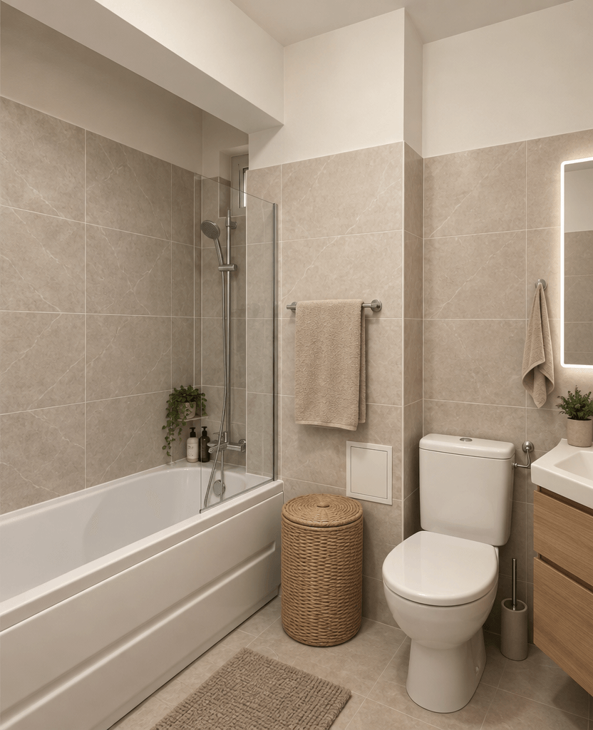 Bathroom interior in Minimalism style — photo by GenRoom AI