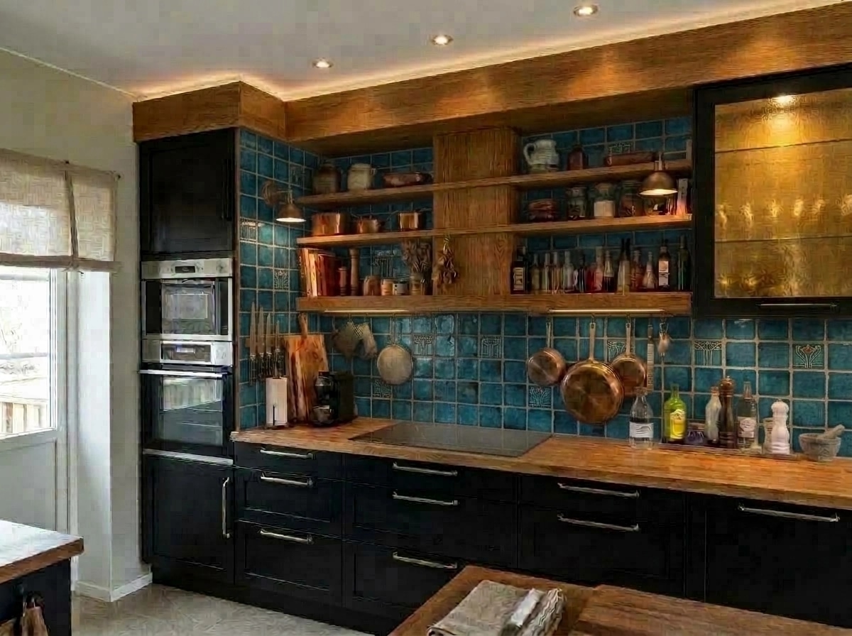 Kitchen interior in Rustic style — photo by GenRoom AI