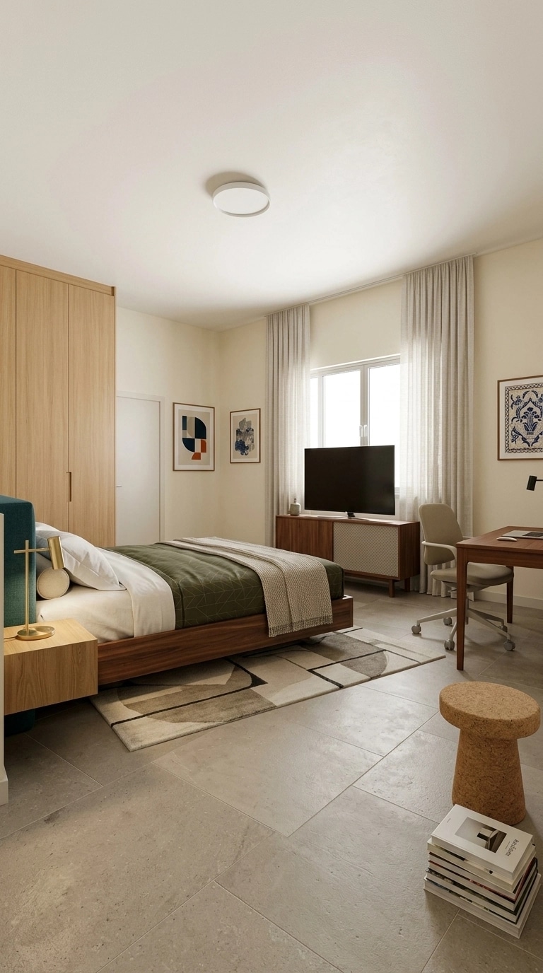 Interiördesign i stilen Portuguese Modern — Sovrum av GenRoom AI