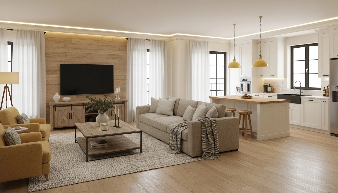 Modern Farmhouse Living Room design — interior photo by GenRoom AI