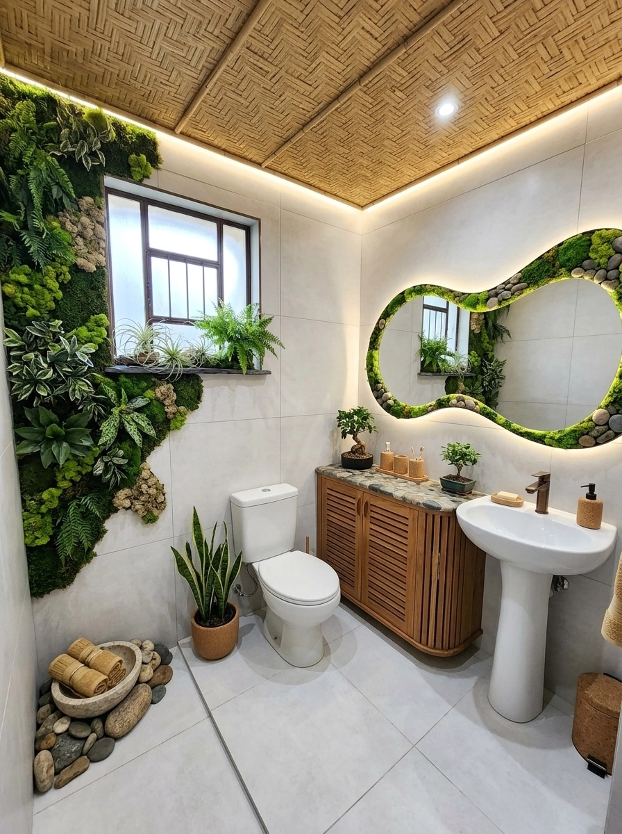 Bathroom interior in Biophilic style — photo by GenRoom AI