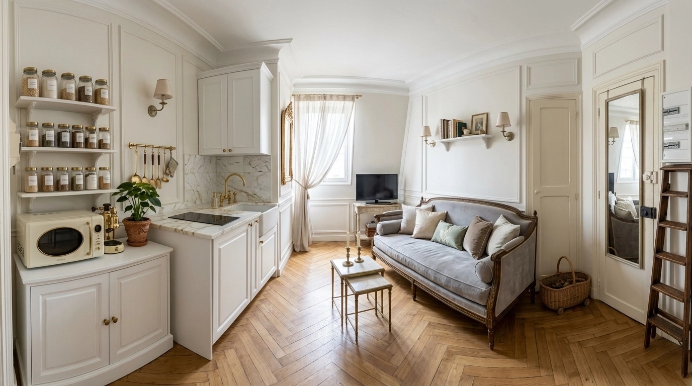 Interior design in French Parisian style — studio by GenRoom AI