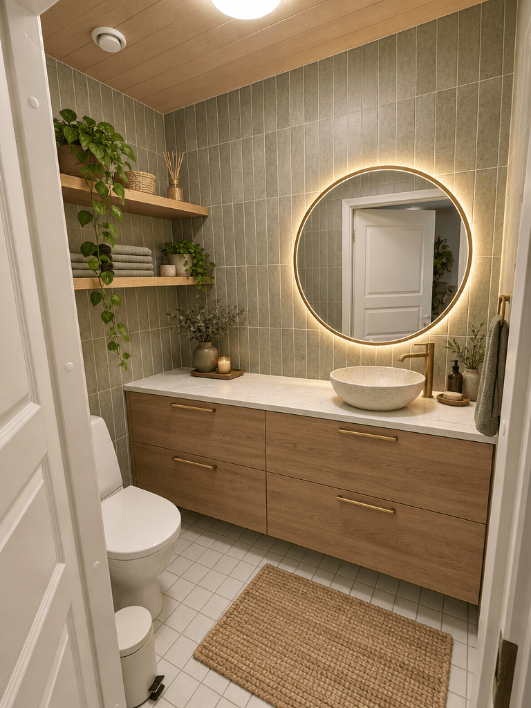 Bathroom interior in Biophilic style — photo by GenRoom AI