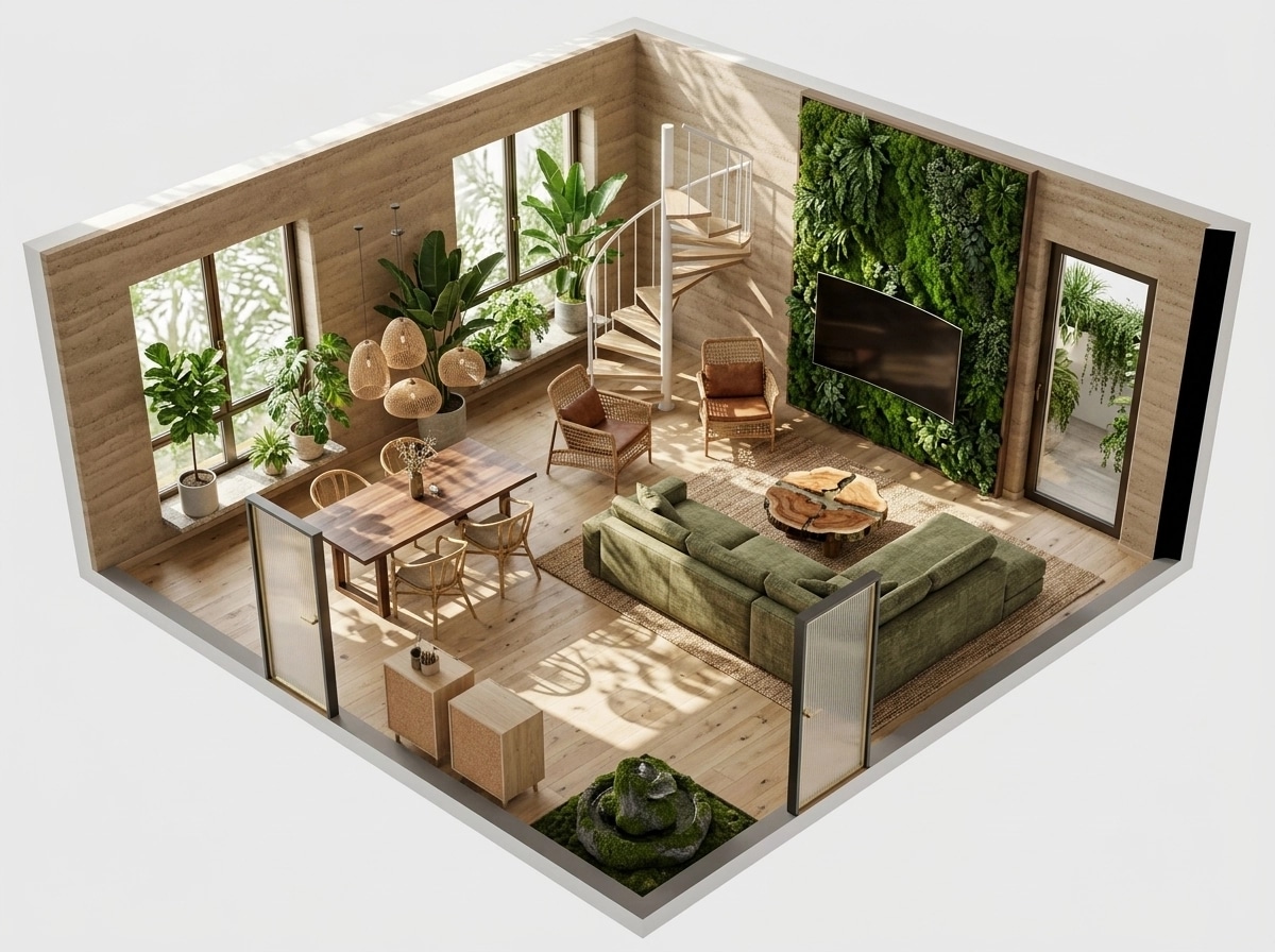 Interior design in Biophilic style — Living Room by GenRoom AI
